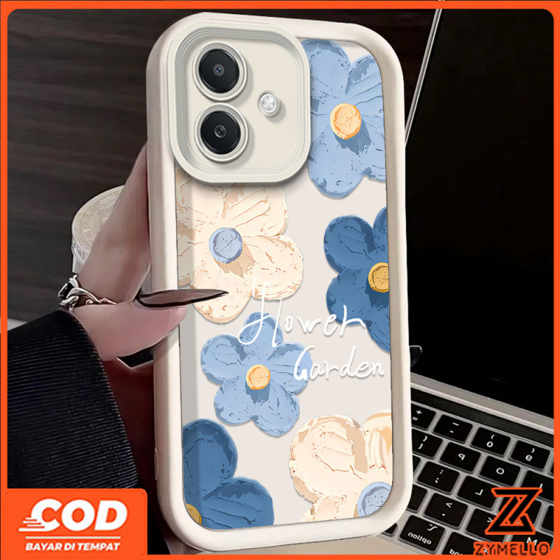สําหรับOPPO A6 PRO A5i A5X A5 5G A3X A3 PRO A5 PRO A80 A60 A79 A38 A18 A17 A57 2022 4G A78 A58 A7 A5S A12 A95 A12 A12 A5S A5S A5S A5S A12 เคสโทรศัพท์TPUภาพวาดสีฟ้าดอกไม้กันกระแทกTPUเคสโทรศัพท์