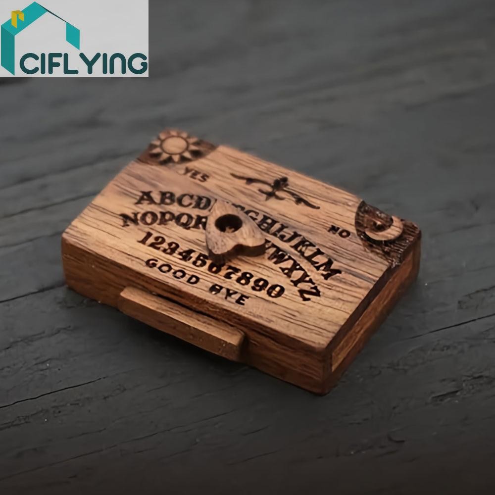 Mini Ouija Board Game with Planchette Wooden Ouija Board Miniature Spirit Board [Ciflying.th]
