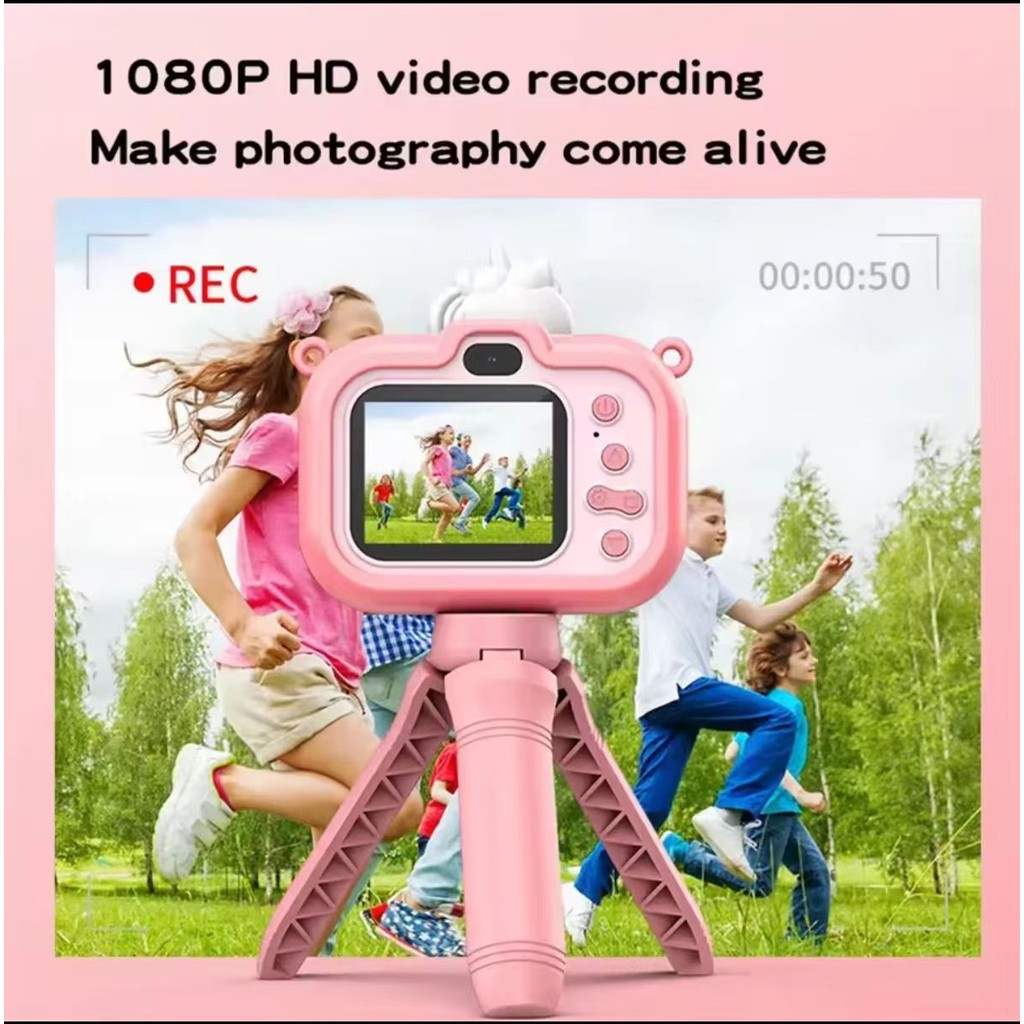 SIX6SHOP(P24)*พร้อมส่งในไทย* Camera HD กล้องถ่ายรูป ถ่ายวีดีโอ ลาย การ์ตูน ปริ้นภาพ พร้อมขาตั้ง