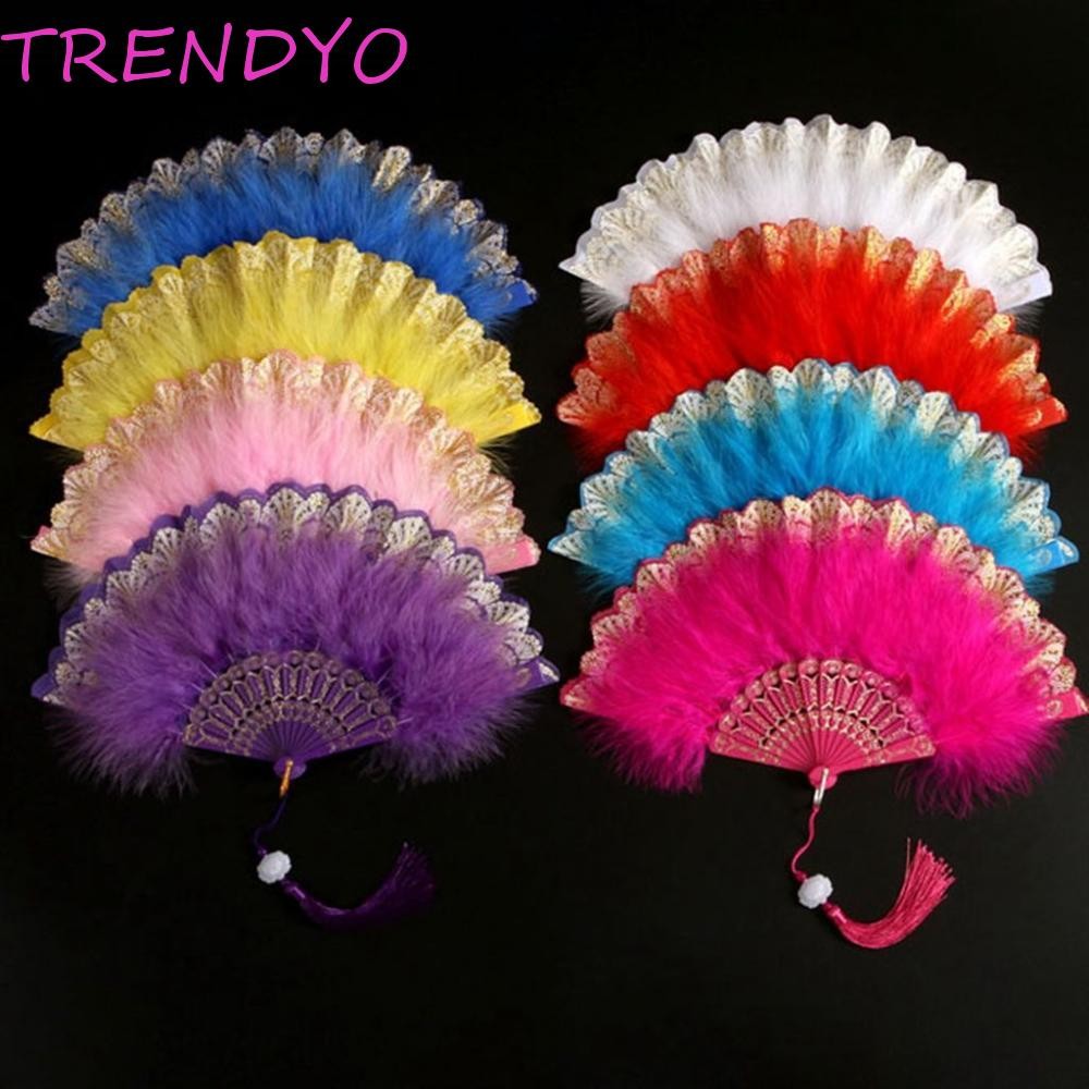 Trendyo Party Decor Elegant 1 ชิ้นอุปกรณ์เสริมเครื่องแต่งกายพร้อมจี้ Handmade Sweet Fairy Girl Dance พัดลมมือ