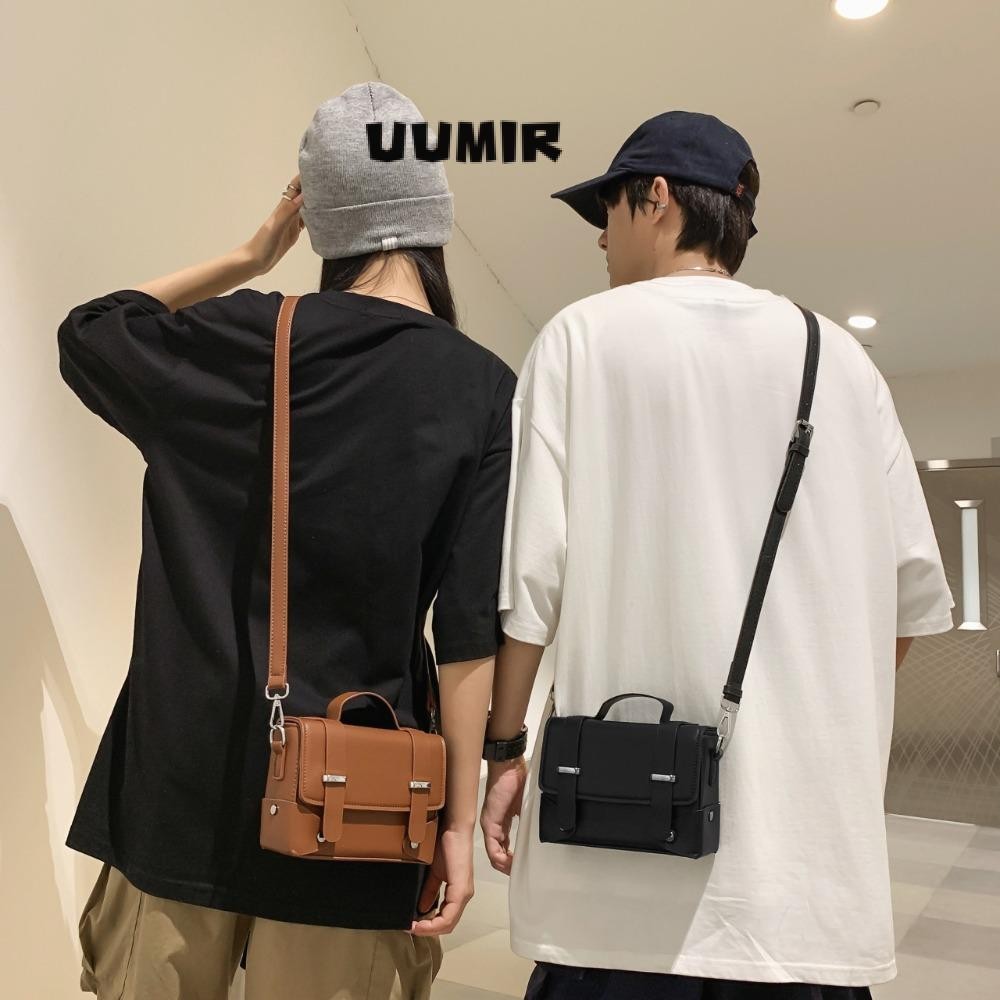 Uumir กระเป๋าสะพายไหล่,กระเป๋า Messenger สีทึบสไตล์พลิก,กระเป๋าถือชายหนัง PU ขนาดเล็กเรียบง่ายผู้ชาย – โปรปัง