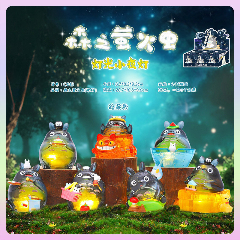 บริษัทโกลว์ป่า Totoro ตาบอดกล่องของเล่นรูปห้องตกแต่งโต๊ะตาบอดกล่องครบชุด Totoro ไฟกลางคืนรุ่นของขวัญ