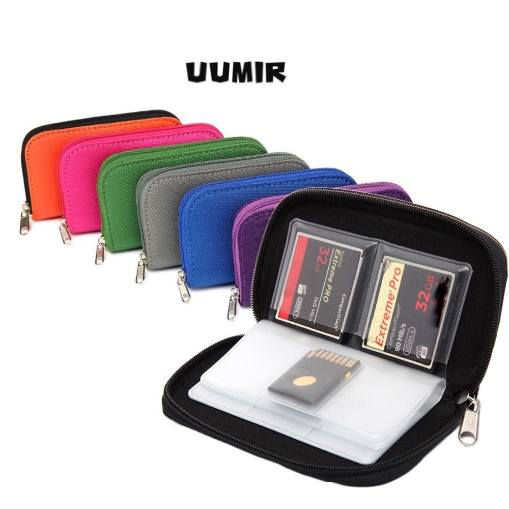 Uumir กระเป๋าเก็บการ์ดหน่วยความจํา, CF/SD/Micro 22 Slots Carrying Holder, Protector กระเป๋า SD/SDHC/MS/DS พร้อมซิปอุปกรณ์เสริมเกมกล่องการ์ดหน่วยความจําผู้หญิงผู้ชาย