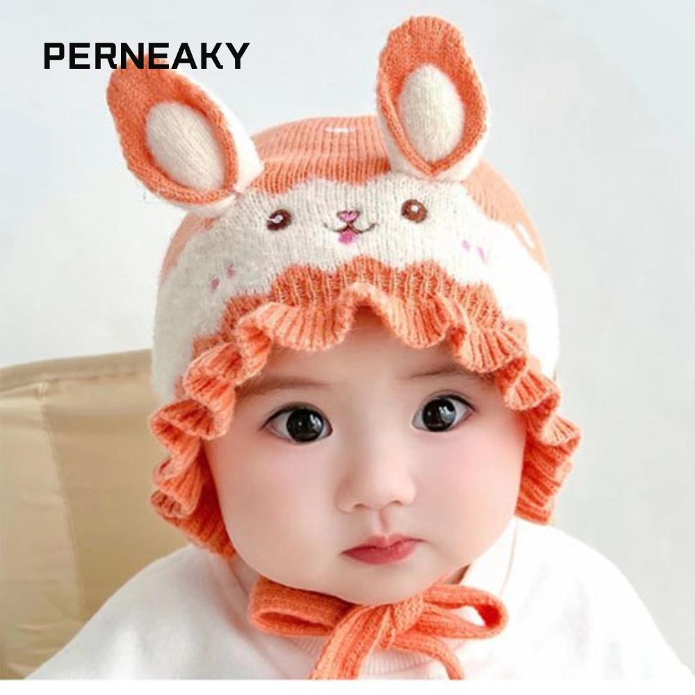 Perneaky หมวกไหมพรมถักเด็ก, เส้นด้ายขนสัตว์หมวกเด็กอ่อนและเป็นมิตรกับผิว, หมวกป้องกันหูเด็กผู้หญิงที่อบอุ่นกันลมหนา