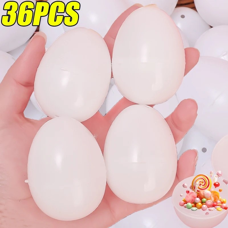 ไข่อีสเตอร์เติมสีขาว-เปลือกไข่จําลองที่ว่างเปล่า-ภาพวาด ทําเอง ไข่อีสเตอร์-ของขวัญขนมไข่บรรจุ-อุปกรณ์ตกแต่งงานปาร์ตี้อีสเตอร์-ไข่เติม-ไข่ปลอมพลาส