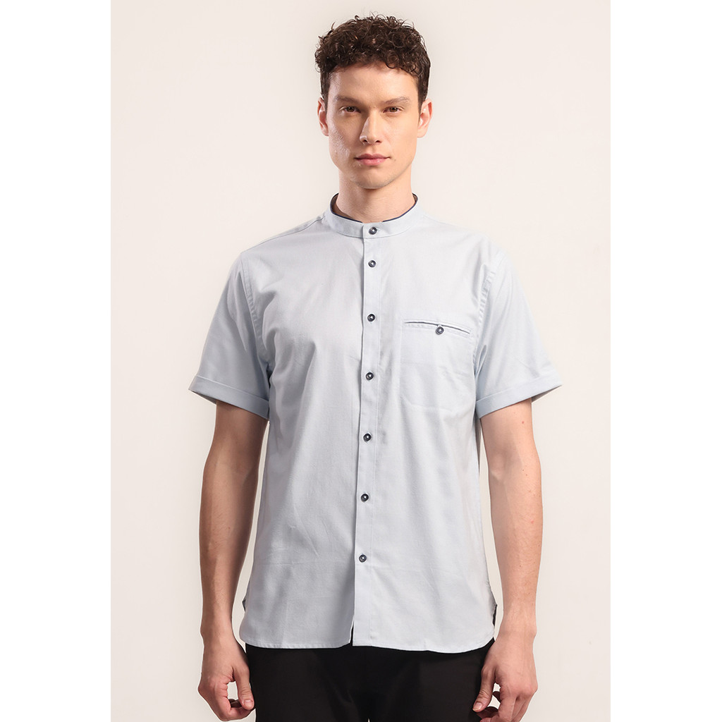 KEMEJA MOC Ismael เสื้อเชิ้ตแขนสั้นผู้ชาย Shanghai - แสงสีฟ้า