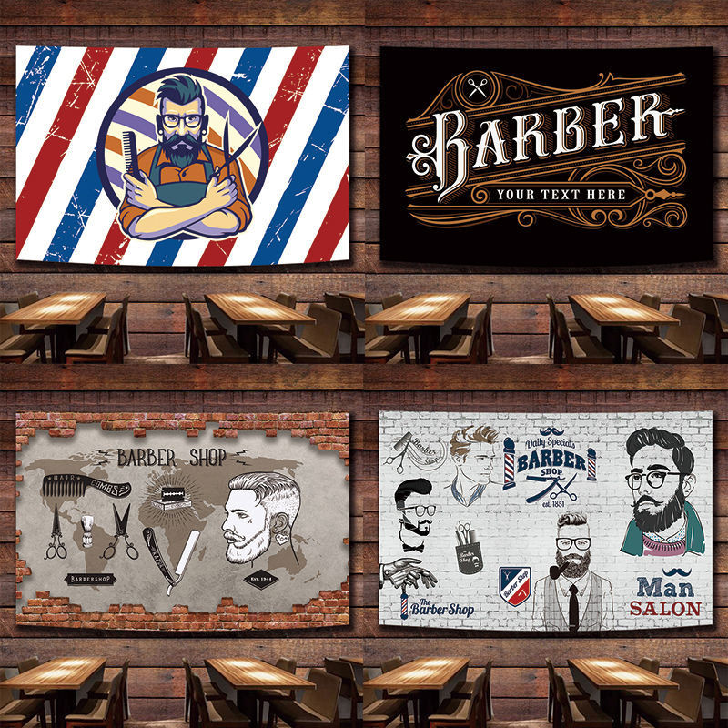 ร้านตัดผมร้านทำผมผ้าติดผนังร้านทำผมศิลปะตกแต่งผนังพื้นหลังผ้าติดผนังร้านบิวตี้สตูดิโอผ้าติดผนัง