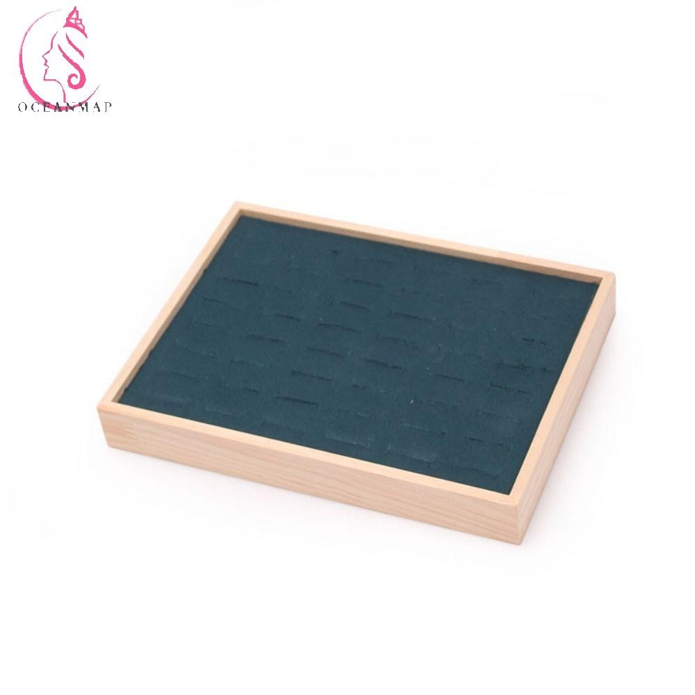 Oceanmap ไม้แหวนถาด, 48 กริดต่างหูกํามะหยี่ถาด, Simple ประณีต Jewlery Organizer หู Studs กรณีแหวนผู้ถือต่างหูกล่องเก็บเครื่องประดับ