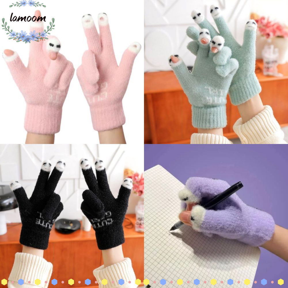 ถุงมือถัก ลามู, ถุงมือกันหนาวกันหนาวกันหนาวกันหนาวกันหนาว, ถุงมือนิ้วรั่วหนานุ่มสําหรับผู้หญิงสําหรับหน้าจอสัมผัส