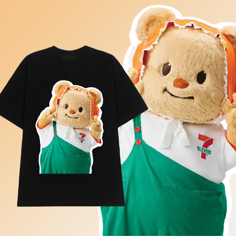เสื้อน้องหมีเนย หมีเนย 711 Seven Eleven x Butterbear T-Shirt ผ้าCotton100% ผ้า ใส่ได้ ทั้ง ชาย ใส่สบ