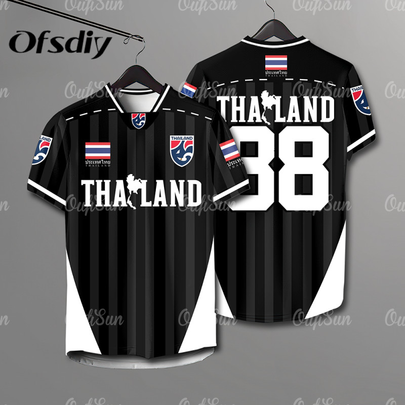 [OFSDIY] 2568 เสื้อฤดูร้อนทีมชาติไทยผู้ชายหลวมขนาดใหญ่เสื้อยืดระบายอากาศกีฬากลางแจ้งด้านบนแห้งเร็วและหลวม