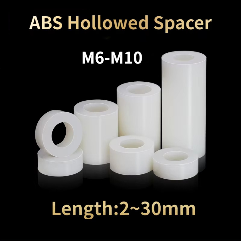 [HKH] M6 M8 M10 ABS ไนลอนฉนวนกันความร้อนคอลัมน์ Pad ตรงสนับสนุนคอลัมน์แขนไนลอน ABS ทรงกระบอกรอบหลุมเสาพลาสติก Spacer