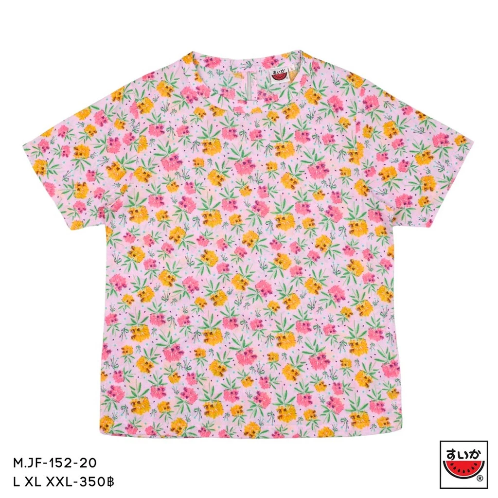 เสื้อแตงโม SUIKA คอจีนแขนสั้น ติดกระดุมหลัง ลายดอกไม้ M.JF-152 thumbnail 5