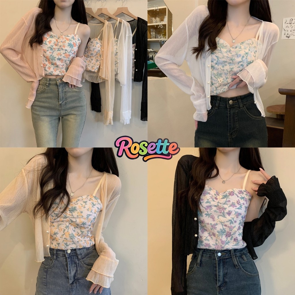 Rosette-เสื้อคลุมกันแดด แขนยาว หลากสี ซีทรู ผ้านิ่ม คาร์ดิแกนผ้าบางเบาใส่สบาย มีของพร้อมส่ง สไตล์มินิมอล