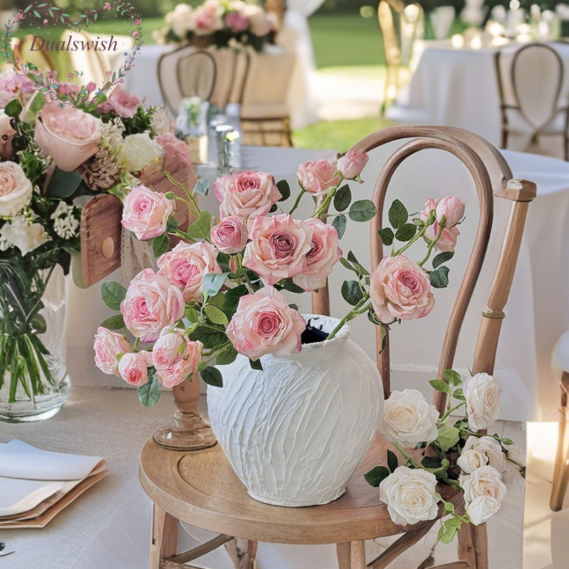 3 หัวประดิษฐ์ Burnt Edge Rose Peony ดอกไม้ยุโรปผ้าไหมดอกไม้ปลอมการถ่ายภาพ Props Home Garden Party ตกแต่ง
