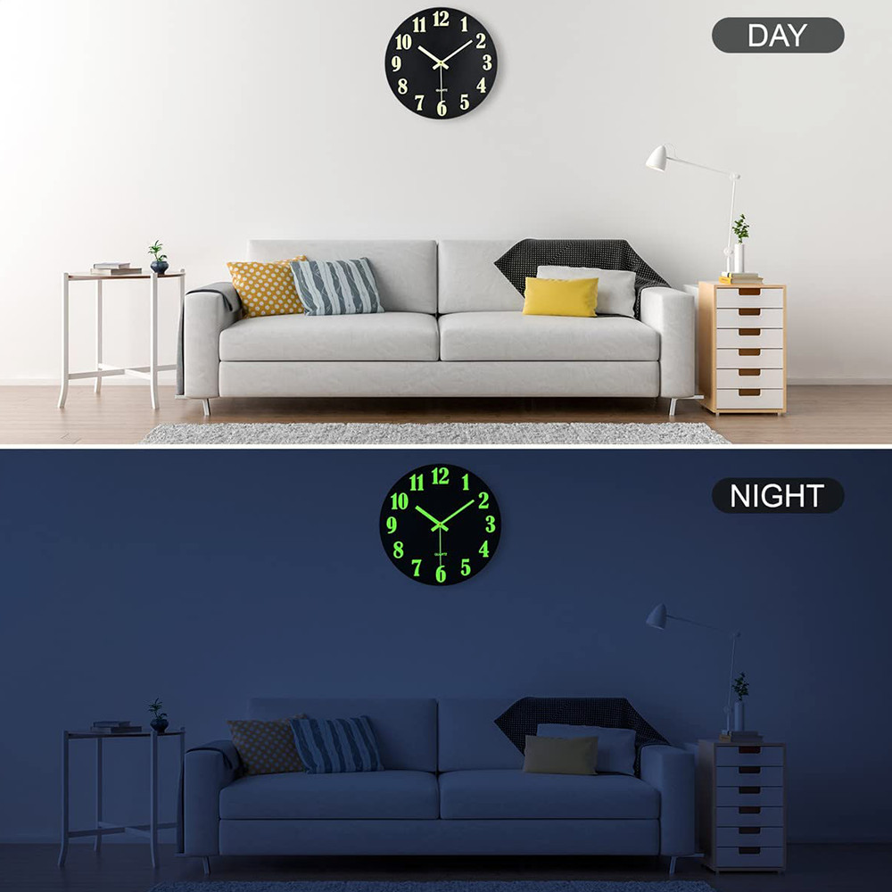 จัดส่งด่วนในกรุงเทพฯ นาฬิกาแขวนผนังเรืองแสง ทรงกลม12 นิ้ว เดินเรียบไม่มีเสียง เดินลาน ตัวเรือนทำจากพลาสติกคุณภาพดี - รูปที่ 4