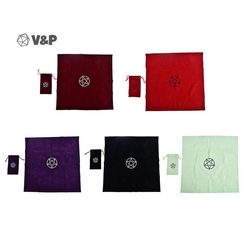 V&P ผ้าปูโต๊ะ Pentagram พร้อมกระเป๋า ผ้าแท่นบูชากํามะหยี่ Pentacles Mat ใหม่