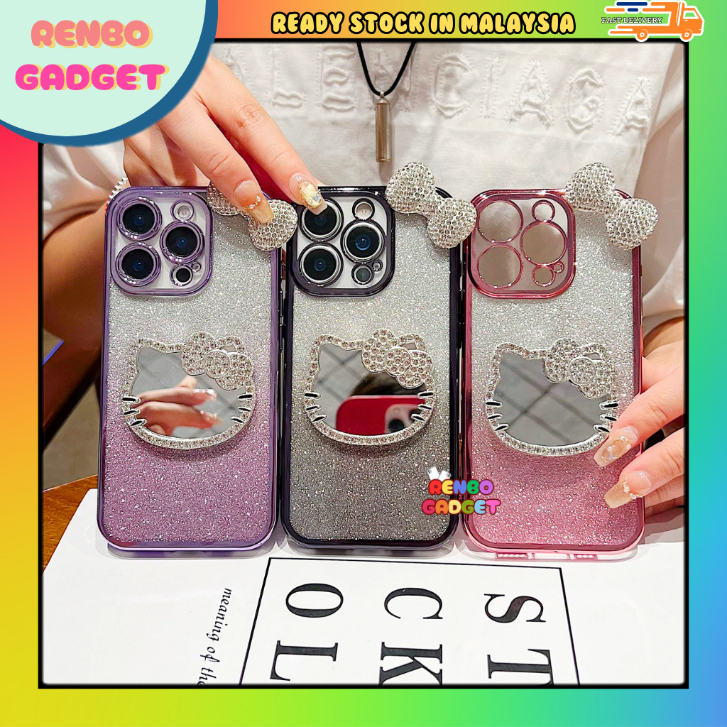 Realme 5 5i 5s 6i 14x C3 C12 C15 C35 C51 C53 C55 C63 C65 C67 C75 C75x fon sarung cermin kitty กระจกไ