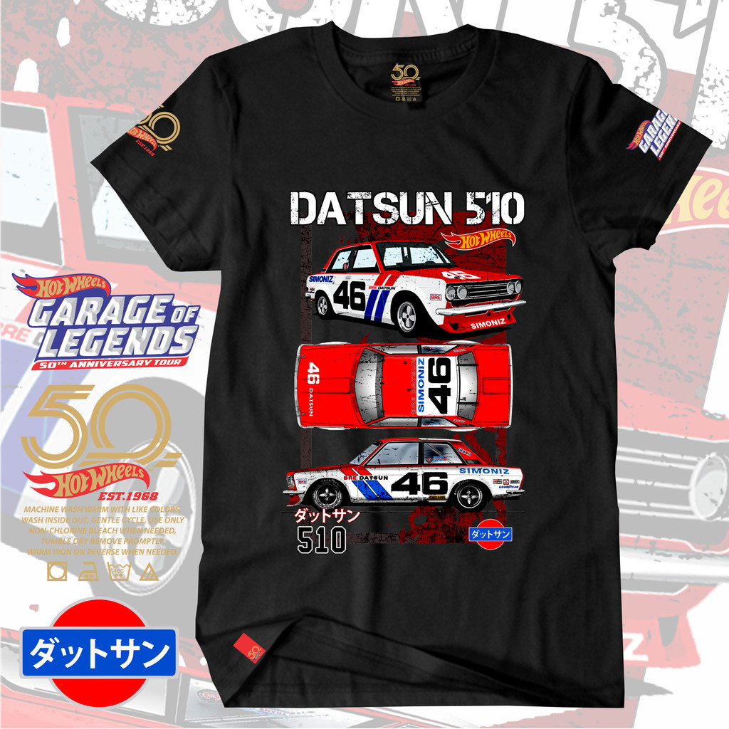 H0twheel Datsun510 Legends 50th Anniversary เสื้อยืด Super Premium มีไซส์ 4XL 5XL 7XL Hypebeast Stre