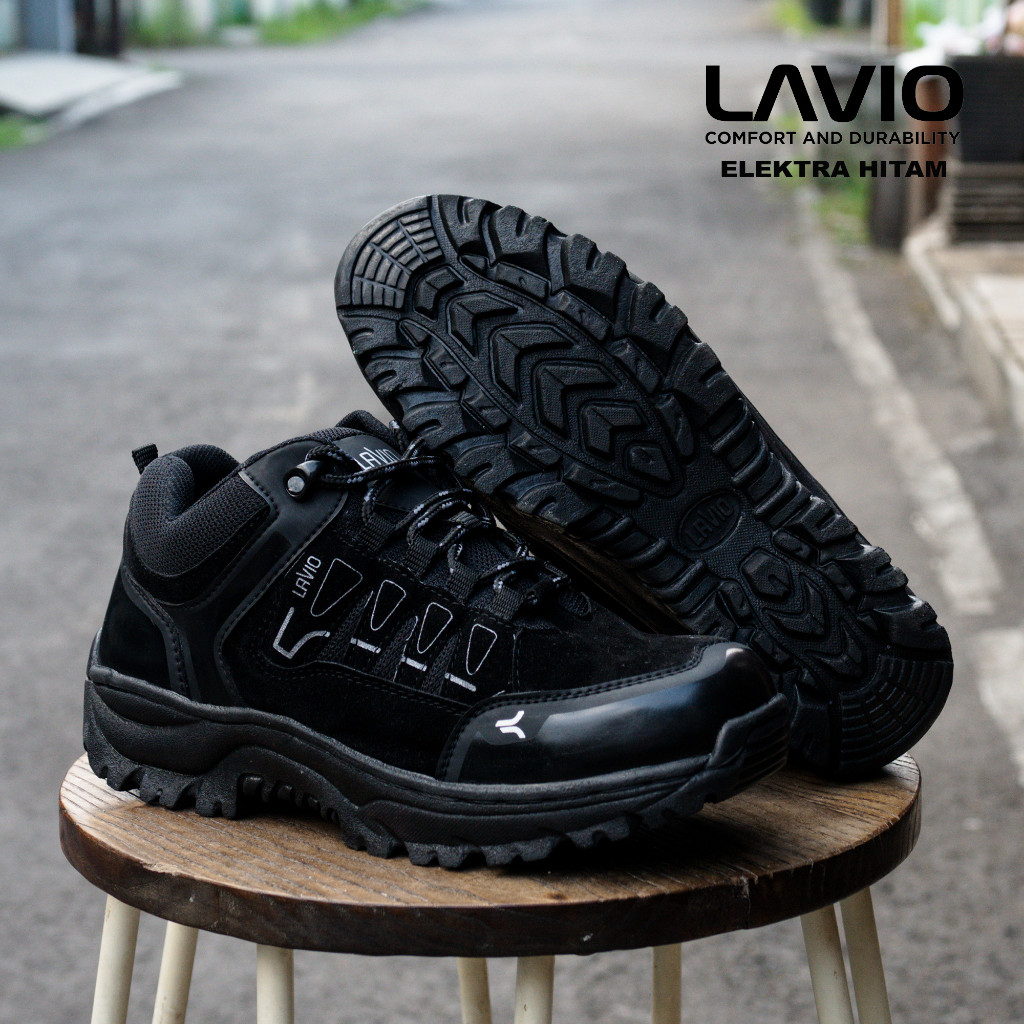Hitam Lavio Mens Steel Toe Safety Shoes รับประกัน Anti-Slip Safety Boots project 39-46 สีดํา