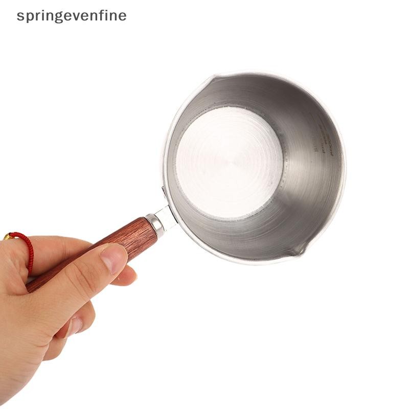 Springevenfine 300ML 304 สแตนเลสสตีลน้ํามัน Splashing หม้อครัวน้ํามันเท Mini Hot หม้อน้ํามัน Dual Pour Spout เนยขนาดเล็กอุ่นหม้อ Springevenfine