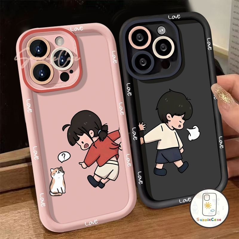 น่ารัก เคสคู่ เด็กผู้หญิง เคสไอโฟน16 เคส IPhone 15 16 12 11 13 14 Pro Max 7Plus 7 8 6S 14 6 Plus XR XS X Max SE2020 เคส