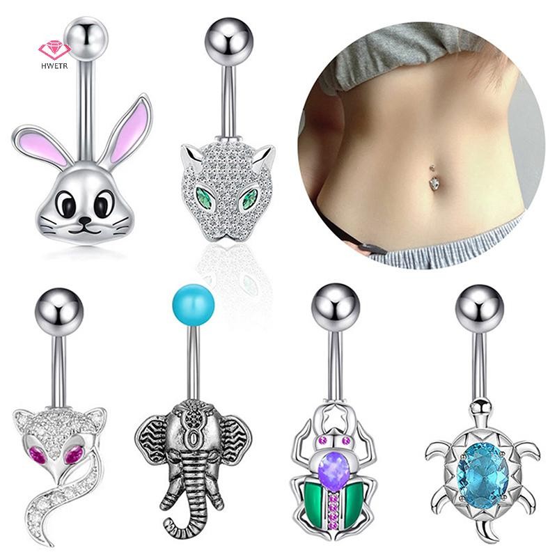 ไง แฟชั่นคริสตัลหัวใจท้องปุ่มแหวนเครื่องประดับสําหรับผู้หญิงสแตนเลสเพทายสะดือแหวนเจาะร่างกายอุปกรณ์เสริมใหม่