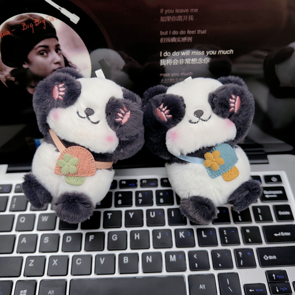 ตุ๊กตาน่ารักใบหน้าครอบคลุมแพนด้าตุ๊กตากระเป๋าจี้