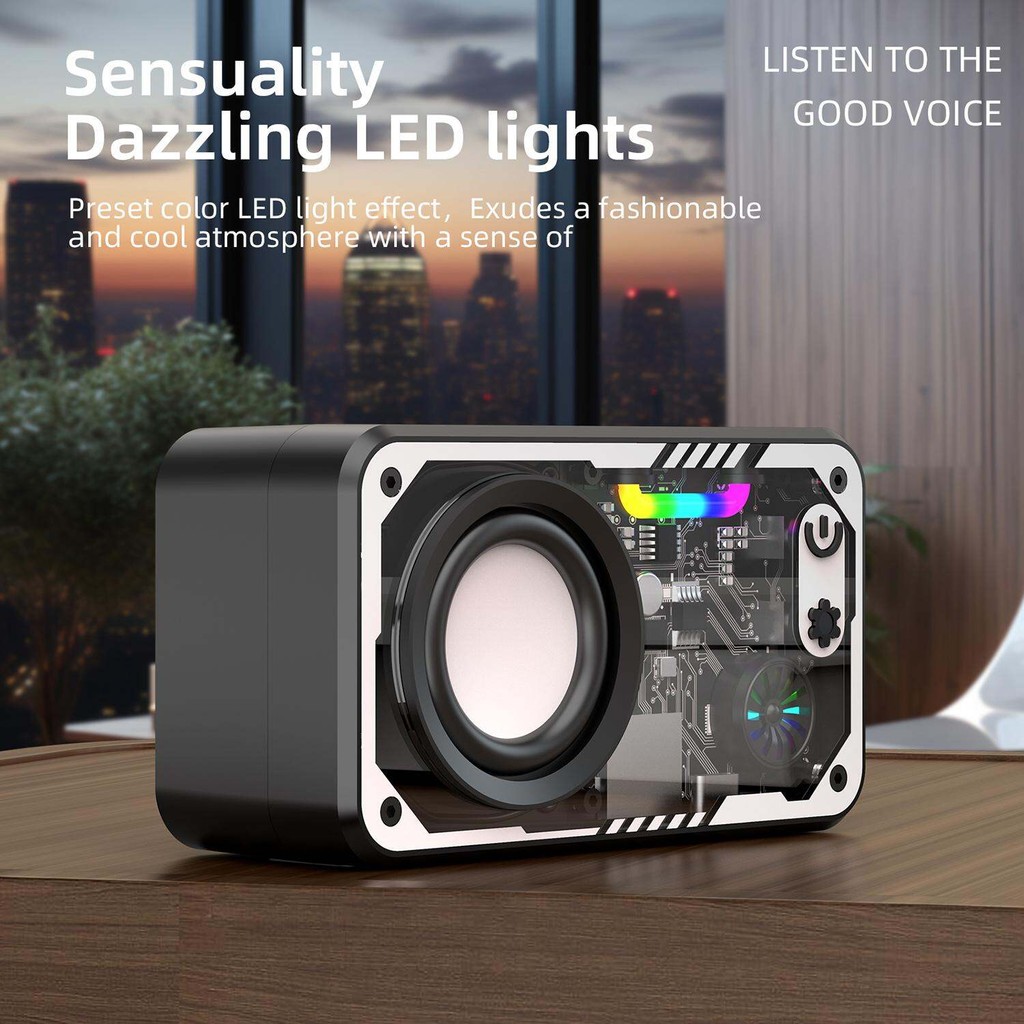 V1ลําโพงซับวูฟเฟอร์บลูทูธไร้สาย สเตอริโอ Cyberpunk 3D Wireless Bluetooth Speaker