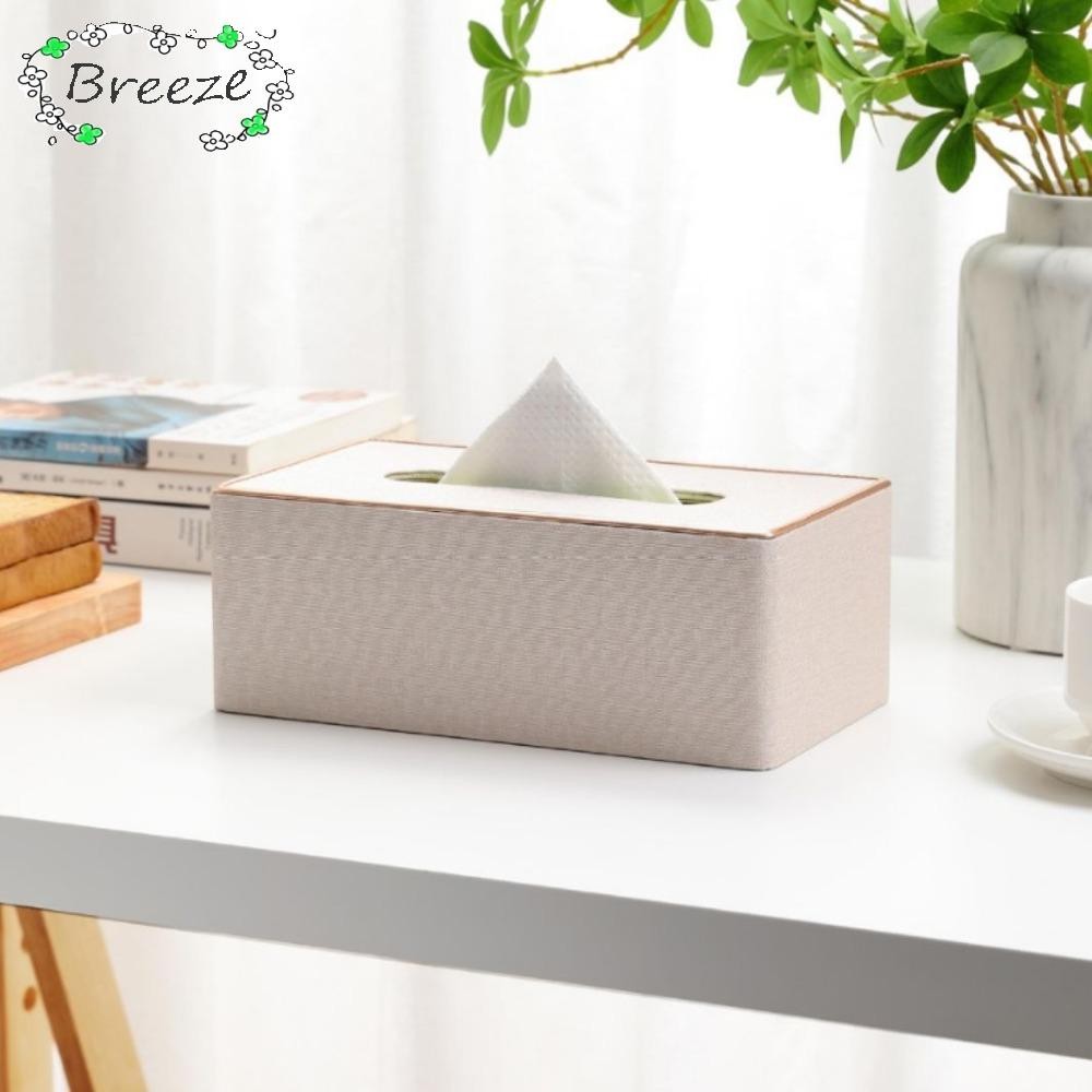 Breeze ที่วางกล่องกระดาษทิชชู 1 ชิ้น, กล่องทิชชู่ผ้าฝูงสี่เหลี่ยม, ความจุขนาดใหญ่ PU หนังคลีเน็กซ์กล่องครอบคลุมห้องน้ํา