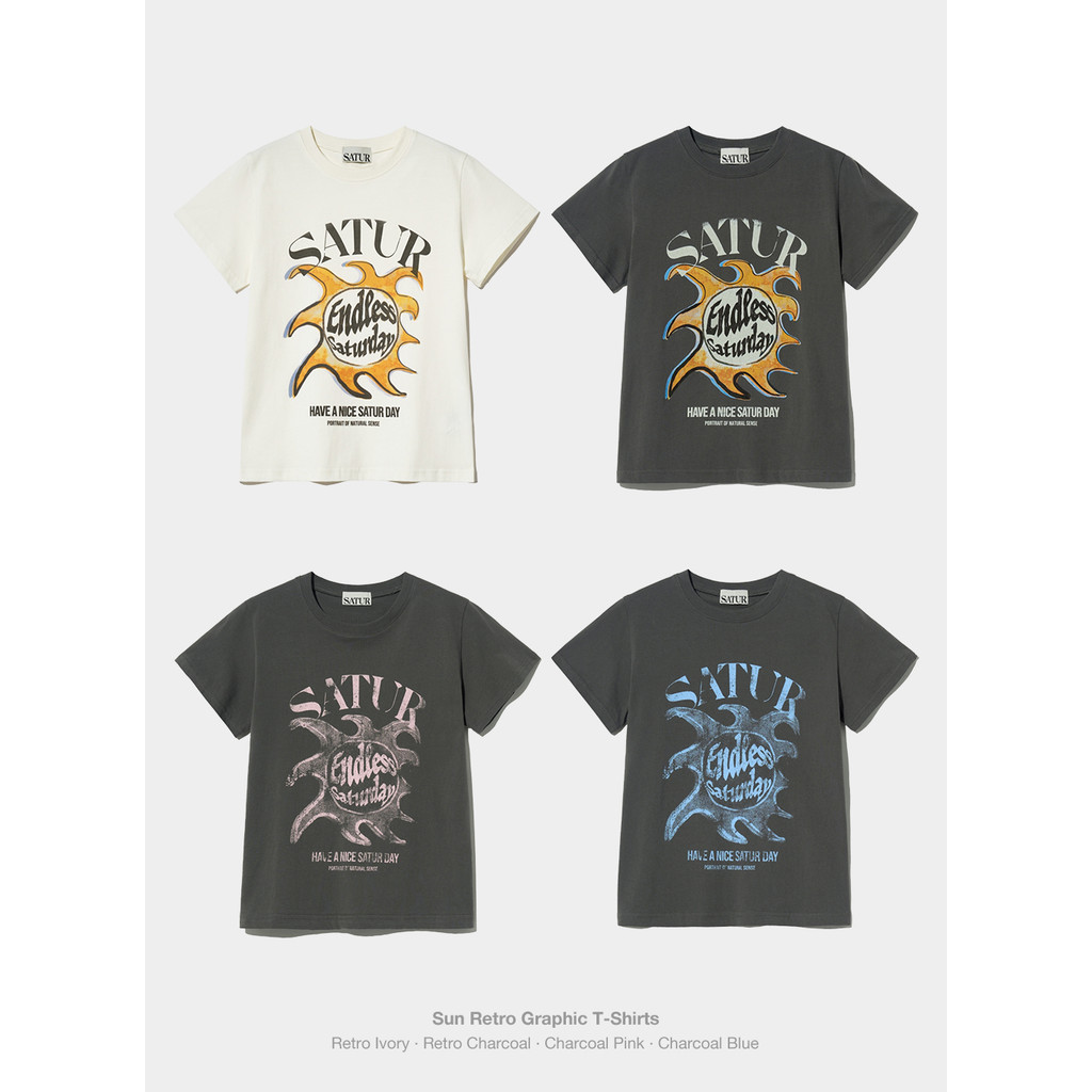 Satur (ซาเตอร์) Retro Sun เสื้อยืดลายพระอาทิตย์