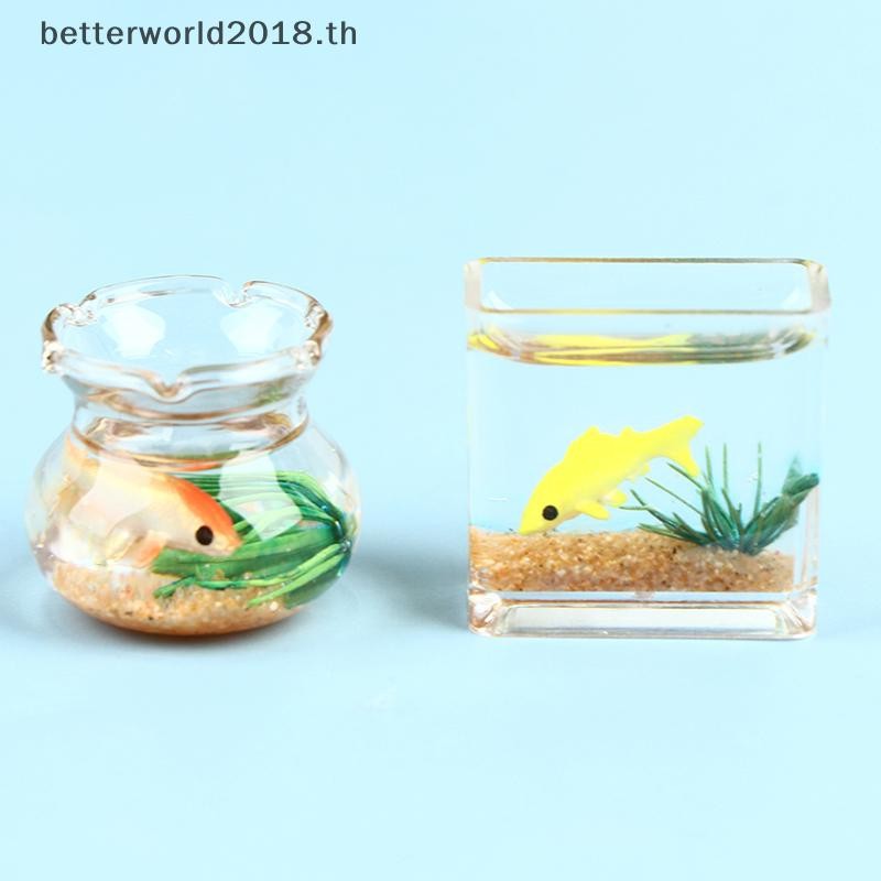 [bet] Dollhouse Miniature Glass Fish Tank Bowl Aquarium Doll House Home Ornament Toy [TH]