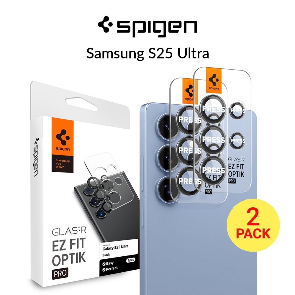 [2 แพ็ค] Spigen Samsung S25 Ultra ตัวป้องกันเลนส์กล้อง 6.9" EZ Fit Optik Pro HD กระจกนิรภัย Galaxy S