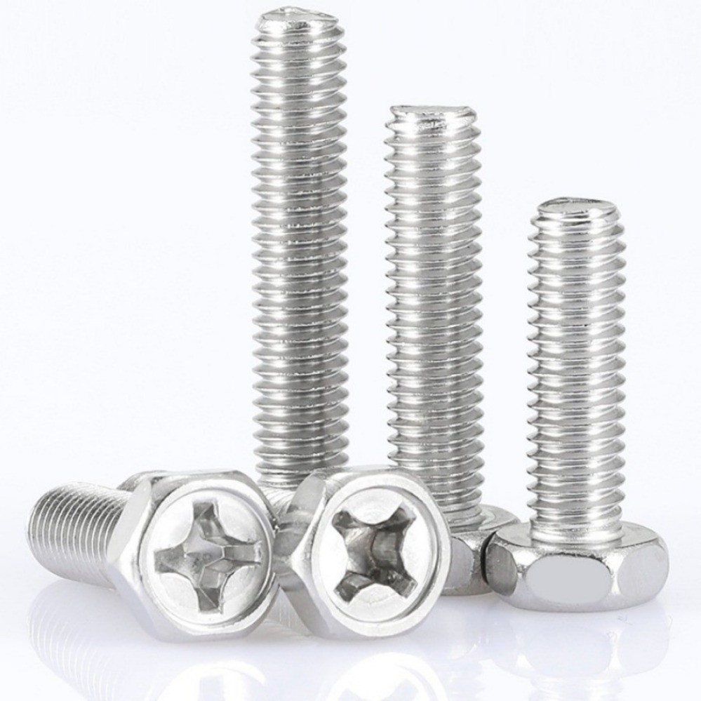 304 ถ้ําข้ามสแตนเลสสลักเกลียวหกเหลี่ยมด้านนอก M5/M6/M8 * L8-100mm (XD-TH)