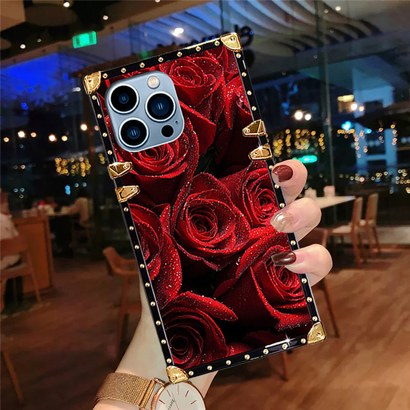 ปลอกOppo A3 Pro A3X A60 A38 A18 A79 A58 A57 A76 A95 A55 A53 A15 A9 A5s A3s F9 แฟชั่นสีแดงRoseดอกไม้ส