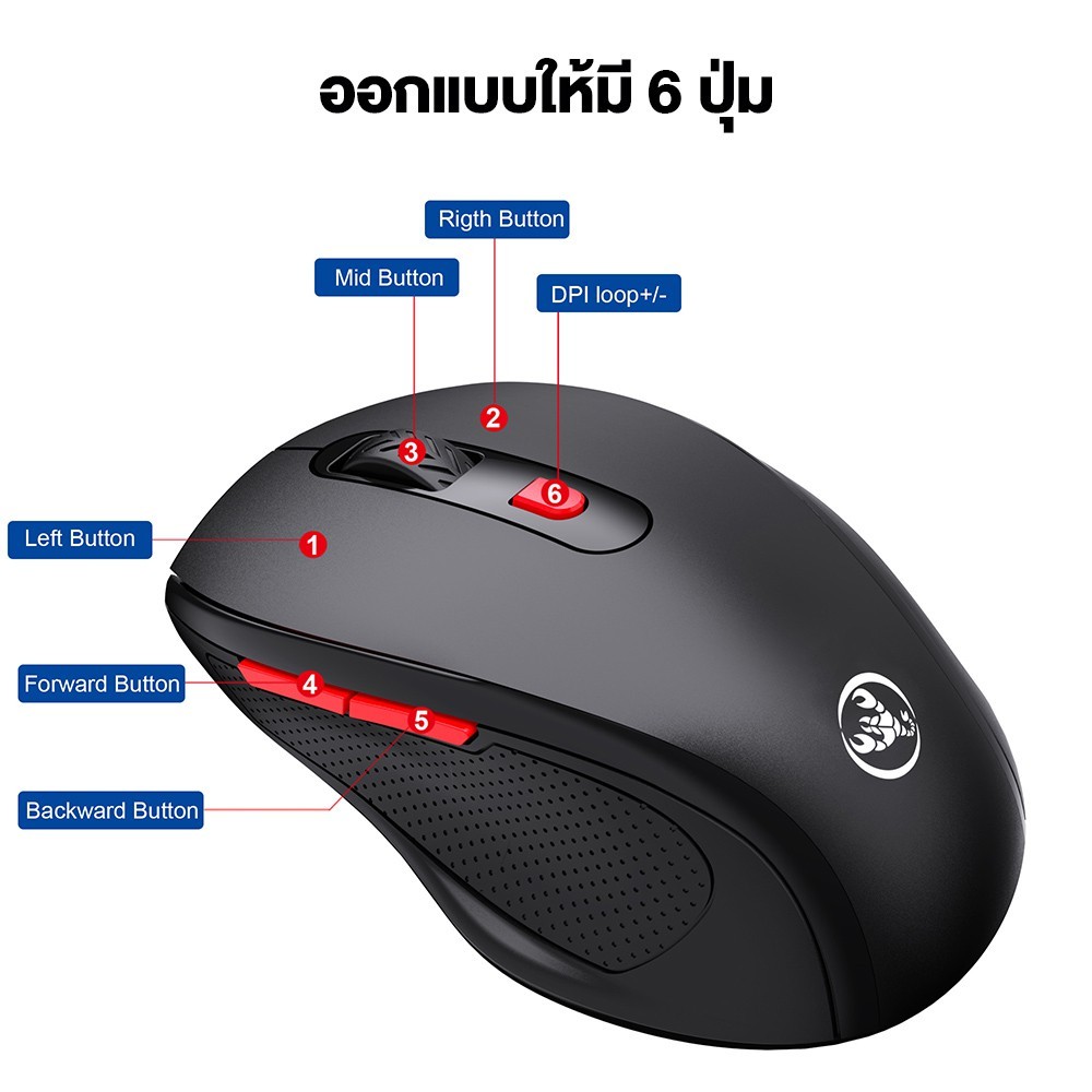 HXSJ T67 Bluetooth/2.4G Wireless Mouse เมาส์ไร้สาย เมาส์บลูทูธ ใช้ถ่าน AAA 2 ก้อน