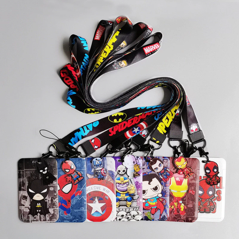 อะนิเมะ GUNDAM Work Card Holder Lanyar กัปตันอเมริกา Batman Superman Lanyard แขวน Drop ของขวัญ