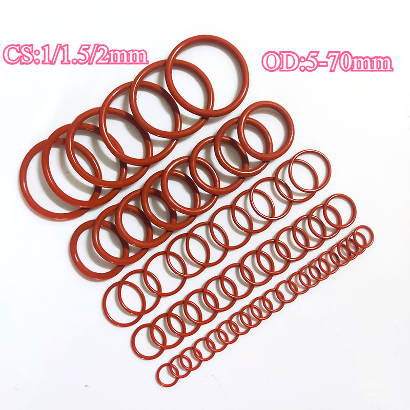 แหวนปิดผนึก ซิลิโคนโอริง ปะเก็นยาง แผ่นรองกันน้ํา เส้นผ่านศูนย์กลางลวด 1.0/1.5/2.0มม จาก5-70มม