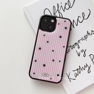 Huiwanju Girly วุ้นเส้นรูปแบบ star ขอบดําเคสนุ่มสําหรับ iphone16promax เคสโทรศัพท์มือถือ ip15pro/14/13/12 pro/11