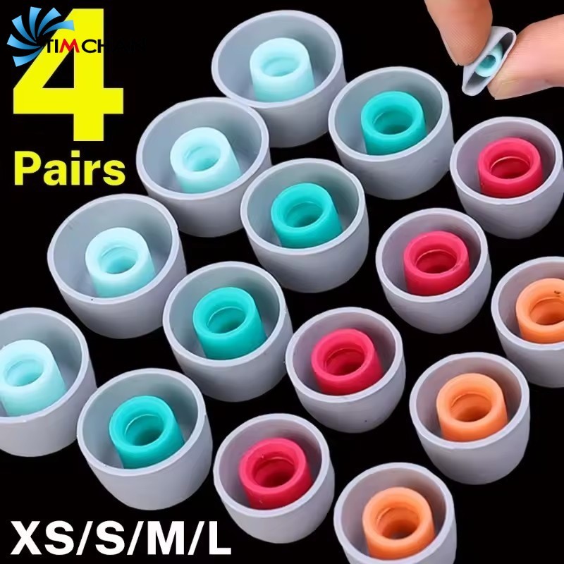 [เช้า3ค]4คู่ซิลิโคนเคล็ดลับเอียร์บัดสําหรับหูฟัง,นุ่ม ค อีกครั้ง พอดี แผ่นรองหูฟังที่มีการออกแบบสีคู่,ลดเสียงรบกวนยิมอุปกรณ์ออกกําล