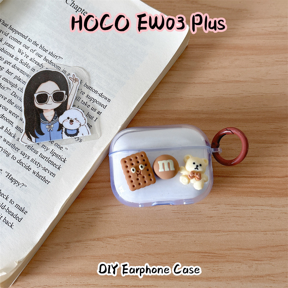 สวยงามสําหรับ HOCO EW03 Plus Case Casing Soft Silicone DIY Simple Cartoon Headphone Case Cover NO.1