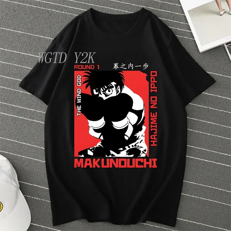 อะนิเมะ Hajime No Ippo Kamogawa ผู้ชายและผู้หญิงมวยยิมเสื้อยืดรอบคอสบายๆ Top Makunouchi Takamura KGB