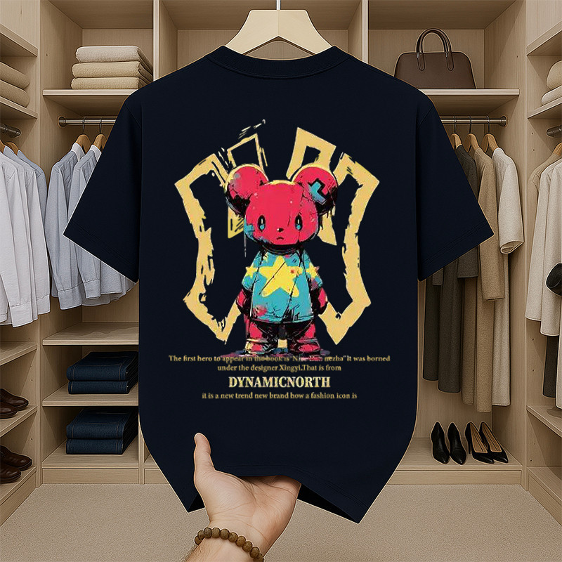 เสื้อยืดผู้ชายเท่ๆ oversize คอกลม-แขนสั้น สกรีนลายแฟชั่นหมีสุดฮิต เสื้อยืดสตรีทแฟชั่นผชเท่ๆ เสื้อยืดผู้ชายคนอ้วน