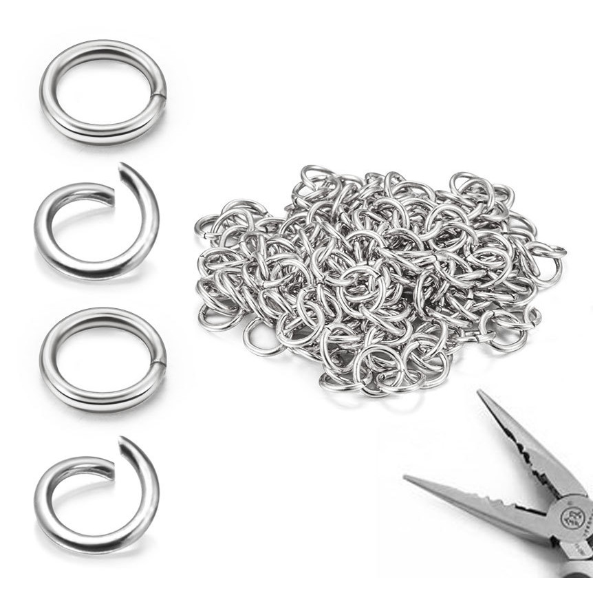 สร้อยคอและสร้อยข้อมือสแตนเลส เปิดแหวนไม่ขัด ทำด้วยมือ พร้อมโซ่และอุปกรณ์เชื่อมต่อ - รูปที่ 6