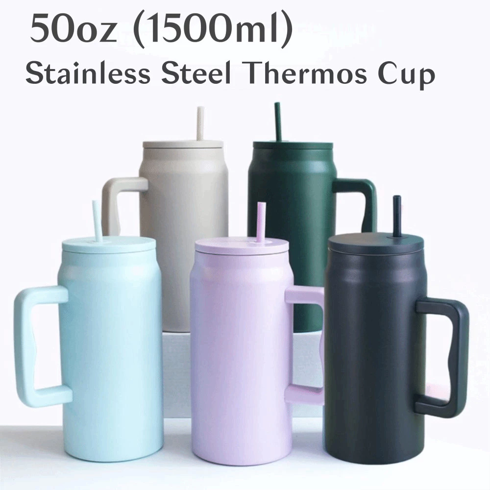 FLORIXX แก้วเก็บอุณหภูมิ 50oz 1500ml พร้อมหูหิ้วและฝาฟาง thumbnail 6