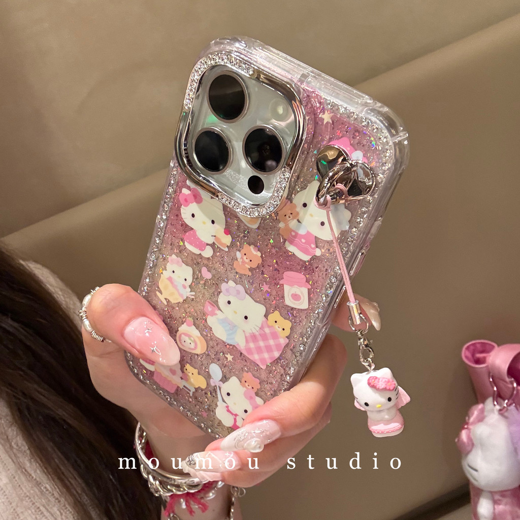 Huiwanju ขอบเพชรประกายแมวน่ารักเหมาะสําหรับ iPhone 16 Promax เคสโทรศัพท์สําหรับ iPhone 15 การ์ตูน 14 13 - รูปที่ 6