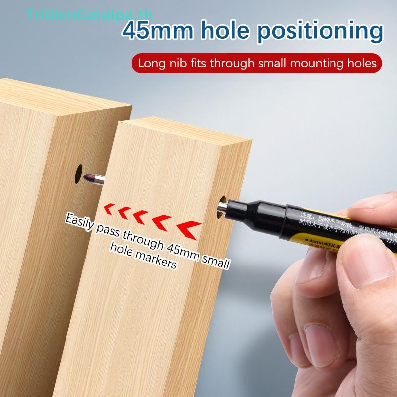 TrillionCatalpa 45 มม.รูลึกยาว Nib หัวเครื่องหมายเจาะลึกหลุมยาว Nib Sciber มัลติฟังก์ชั่นช่างไม้กลที่มีสีสัน Marker ปากกา TH