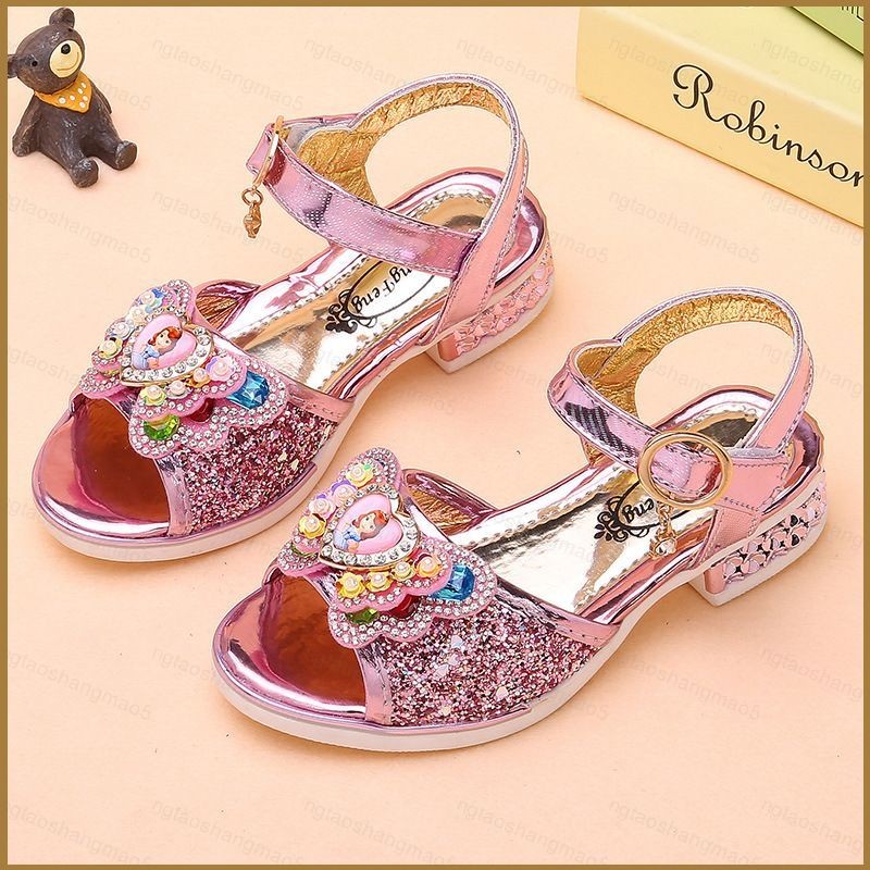 YT5 Sofia Princess รองเท้าแตะสำหรับเด็กสาว ประดับเลื่อม หน้ายางยืดนุ่ม ส้นเท้าไม่ลื่นและระบายอากาศดี