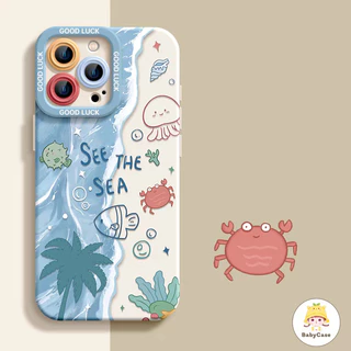 เคสไอโฟน13 สำหรับ iPhone 11 15 13 16 12 14 Pro Max 8 7 14 16 15 Plus XR XS X Max SE 2020 สร้อยข้อมือปลาทะเลสดใหม่แฟชั่น