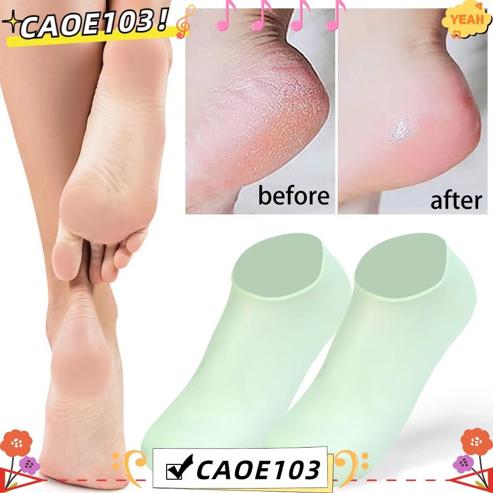 Caoe103ถุงเท้าเท้าซิลิโคนให้ความชุ่มชื้น,สปานวดบรรเทาอาการปวดถุงเท้าดูแลเท้า,นํามาใช้ใหม่ลบผิวที่ตายแล้วป้องกันการแตกร้าวป้องกันแห้งชุ่มชื้นเจลถุงเท้าสปาเท้า